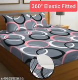 Multi-colored Aone Branded elastic cotton double bedsheet (90x90in, 78x72in fitted), with 2 pillow covers, suitable for 4-8 inch mattresses. Machine washable
