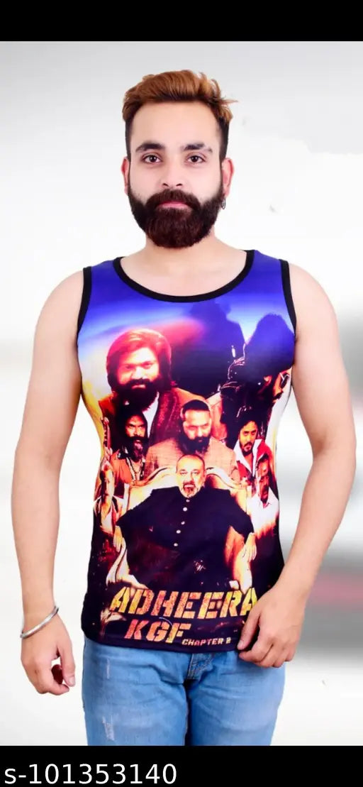 Solid polyester sleeveless KGF Sports Sando - Athletic activewear for fitness in India