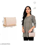 Cream PU Trendy Designer Sling Bag Crossbody Fashion, perfect for girls & women, on display stand