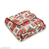 Red microfiber Rajasthani Jaipuri blanket, heavy winter quilt with animal print design, 152cmX228.6cm