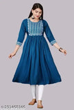 Rayon embroidered Anarkali Kurta in trending colors, floor-length, three-quarter sleeves