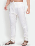 White cotton drawstring kurta-style pajama for men, vintage style and comfortable fit