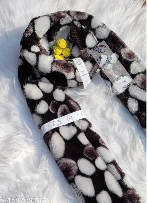 Tortoise animal print fancy fur shawl/scarf, soft polyester for women's winter wear - India