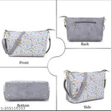 White PU sling bag, free size, solid net pattern for women and girls
