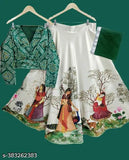 Digital print unstitched choli and stitched lehenga/dupatta set, taffeta silk & net on display. Semi-stitched floral design, long sleeves. 1 piece, sizes: 5-6 years (29in/27in), 6-7 years (29m/27m), 7-8 years (29in). Indian made
