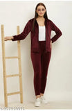 Velvet tracksuit set for women and girls, solid color activewear with long sleeves, trendy winter wear from India