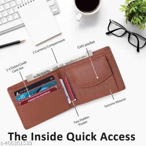 Customized faux leather wallet & keychain combo, personalize with 5 compartments, solid color design, free size (14x12cm), made in India