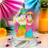 Handcrafted Marble Radha Krishna Statue, Krishna Murti playing flute for temple or home decor. Beautifully detailed and made in India." (124 characters)