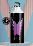 Multicolor Aluminium BTS Army Logo Sipper Bottles with Keychain, 750ml each - Perfect for friends and family gifts, eco-friendly and portable