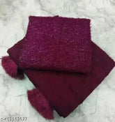 Chiffon fur saree with embellished blouse piece, free size, georgette fabric, Indian fashion