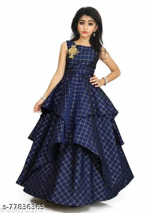 Silk sleeveless ethnic gown by RAS MADHURI for girls aged 5-13, unique and comfortable casual dress from India