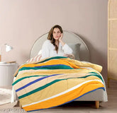 Reversible cotton single bed AC comforter, vacuum-packed - Indian made, hollow fiber inner filling