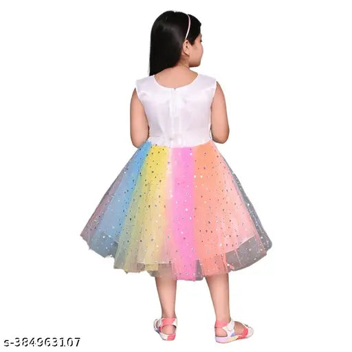 Pink net frock, embellished for cute elegant kids (1-2 years - 9-10 years), Indian party wear