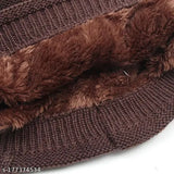 Dark brown woolen beanie cap - warm, anti-allergic, and perfect for men's casual or formal winter outfits (Alexvyan Hat NC)