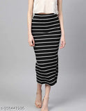 Striped cotton blend pencil skirt for women and girls, available in sizes 24-30