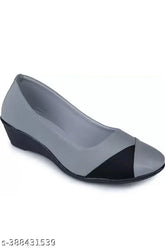 Stylish grey patent leather ballerinas for women - solid design, slip-on