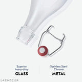Clear glass home brewing bottles, pack of 4 with airtight rubber seal flip caps - ideal for carbonated drinks, kombucha, soda, and juice