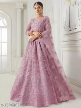 Fashionable net lehenga with embroidered top and dupatta, semi-stitched (44in waist, 44in length), Indian origin