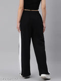 Black and white striped cotton women's patti bell bottom trousers, comfortable for occasion, party, or casual wear