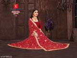 Pure weight less Bandhni Chundri print saree with zari and stone work in Georgette, free size (5.5m length, 0.8m blouse)