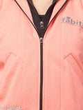 Trendy peach cotton blend double zipper jacket/hoodie for women, solid design, full sleeve, soft and breathable fabric