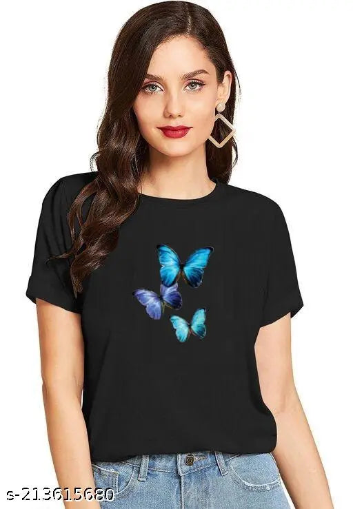 Women's Cotton Blend Short-Sleeve T-Shirt in Round Neck Style, Perfect for Casual Wear in Summer/Winter