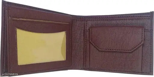 Faux leather men's wallet, solid pattern, five compartments, free size (9cm x 11cm), made in India