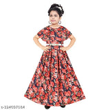 Trendy Girls cotton blend printed net dress for girls, short sleeves, suitable for various occasions, size 6-7 years, India origin
