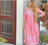 Rayon embroidered kurta, XL only, Indian handcrafted rayon long top with three-quarter sleeves