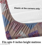Double glace cotton bedsheet & pillow covers, 72x78 inches, botanical print, elastic fitted, ideal for summer, machine washable