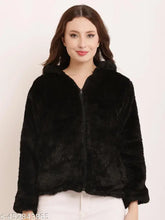 Black fleece women's hoodie jacket, soft and comfortable winter wear for women & girls