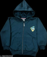 Cotton kids jacket/hoodie Donald, solid design with zip and pockets, 2-3 years size, soft brushed inside, made in India