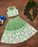 Embroidered Georgette Lehenga Choli for Kids Navratri - Vibrant Indian Fancy Wear