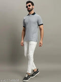Golf-themed men's cotton blend polo t-shirt, solid design, short sleeves, size M