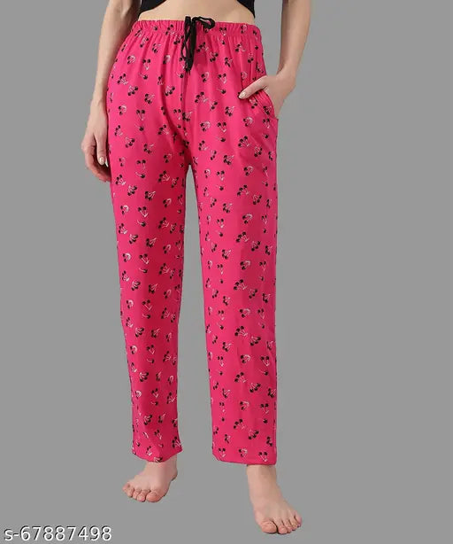 Comfortable cotton maxi pyjama set for women & girls (pack of 2), printed lounge paint design in various sizes