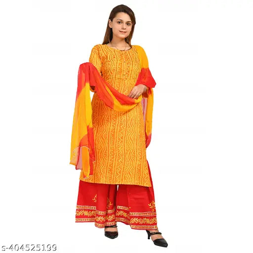 Fashionable embroidered work sharara with dupatta in vibrant shades