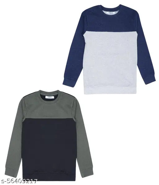 Multicolor cotton blend sweatshirts & hoodies pack of 2, vibrant and colorblocked for boys' casual wear, sizes 9-10 years from India