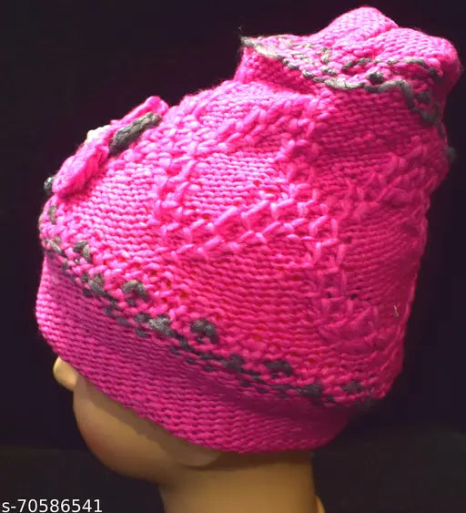 Wool fancy cap, self-designed, girls & women cap set (N1), India origin