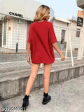 Red oversized cotton t-shirt for girls, vibrant and comfortable fashion