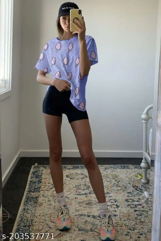 Oversized printed cotton t-shirt (N) - Apache Paris, trendy women's style with long-lasting quality, casual look pairable with jeans and leggings