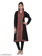 Fashionable long-sleeved wool kurti party wear, printed combo design, single sizes L & XL, Indian origin