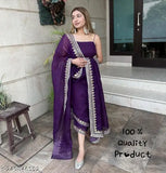 Georgette embroidery purple kurta plazzo set with dupatta, festive Indian partywear dress