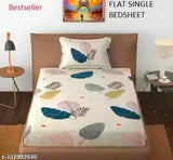 Superfine cotton botanical printed single bedsheet with 1 pillow cover, ideal for summer, adult use