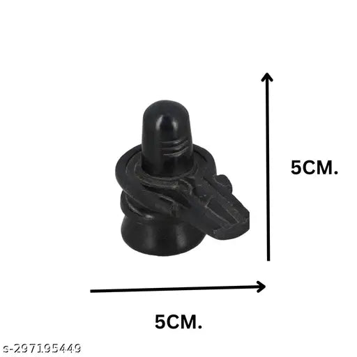 Black marble Shiva Lingam Murti, 4-inch decorative showpiece for home altar or pooja room