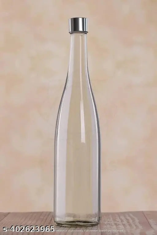 Clear pack of 3 Hari Enterprise glass beverage bottles, narrow mouth, leak-proof lids for water, soda, vinegar, beer - Made in India, BPA free, reusable