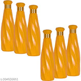 Yellow plastic reusable water bottle set of 6, leak-proof and great for fridge, travel, office, gym & school