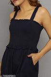 Solid color rayon jump suit for women's party wear, sleeveless and available in sizes S-XL