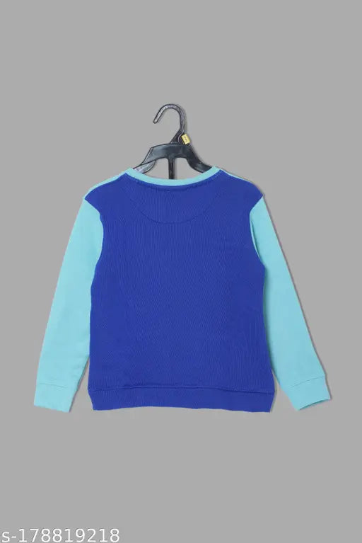 Modern cotton blend sweatshirt, printed design for boys aged 7-8 years old, comfortable fit from India