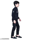 Blue denim jackets for boys, long sleeves, dyed/washed, 5pc suit, kids suits set, India origin