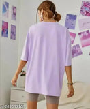 Oversize Babe printed cotton blend t-shirt for women, bold "Babe" print, three-quarter sleeves, casual wear, elevate wardrobe, India origin